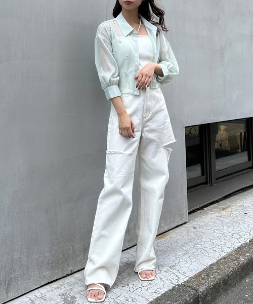 INGNI（イング）の「装飾付ラメシアーショート7分袖シャツ（シャツ/ブラウス・レディース・アイボリー/ピンク/ミント・M）」の16枚目の写真