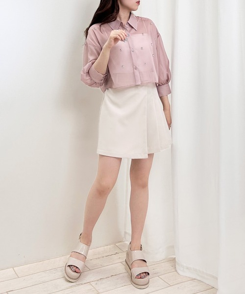 INGNI（イング）の「装飾付ラメシアーショート7分袖シャツ（シャツ/ブラウス・レディース・アイボリー/ピンク/ミント・M）」の22枚目の写真