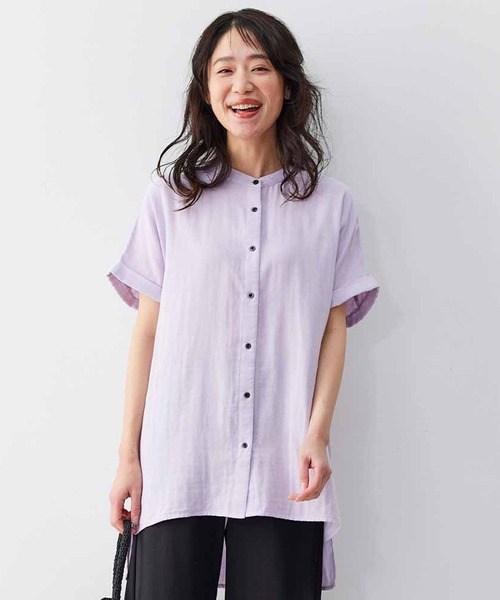 Live in comfort（リブインコンフォート）の「リブ　イン　コンフォート　ふんわり軽やかダブルガーゼ　上品フレンチブラウス（シャツ/ブラウス・レディース・ピンク/ネイビー/グリーン/ラベンダー/ホワイト系その他/レッド/ライトパープル/チャコール/ホワイト/ライトグリーン・MEDIUM/LARGE/X-LARGE/XX-LARGE/SMALL/XXX-LARGE）」の8枚目の写真