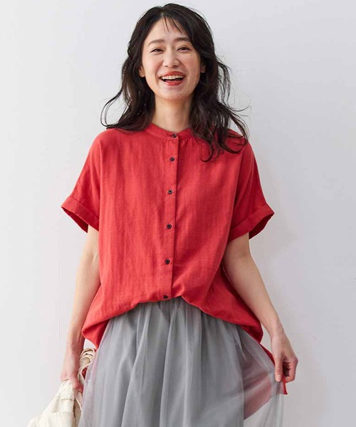 Live in comfort（リブインコンフォート）の「リブ　イン　コンフォート　ふんわり軽やかダブルガーゼ　上品フレンチブラウス（シャツ/ブラウス・レディース・ピンク/ネイビー/グリーン/ラベンダー/ホワイト系その他/レッド/ライトパープル/チャコール/ホワイト/ライトグリーン・MEDIUM/LARGE/X-LARGE/XX-LARGE/SMALL/XXX-LARGE）」の10枚目の写真