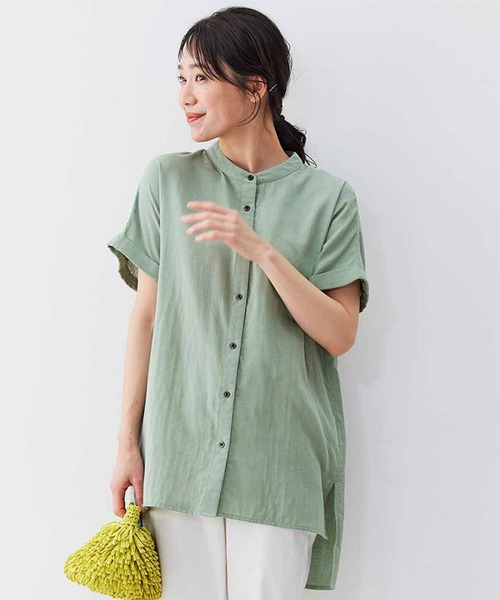 Live in comfort（リブインコンフォート）の「リブ　イン　コンフォート　ふんわり軽やかダブルガーゼ　上品フレンチブラウス（シャツ/ブラウス・レディース・ピンク/ネイビー/グリーン/ラベンダー/ホワイト系その他/レッド/ライトパープル/チャコール/ホワイト/ライトグリーン・MEDIUM/LARGE/X-LARGE/XX-LARGE/SMALL/XXX-LARGE）」の5枚目の写真