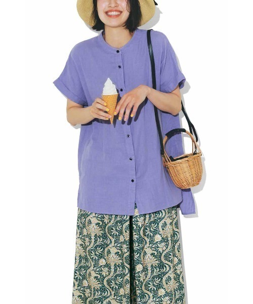 Live in comfort（リブインコンフォート）の「リブ　イン　コンフォート　ふんわり軽やかダブルガーゼ　上品フレンチブラウス（シャツ/ブラウス・レディース・ピンク/ネイビー/グリーン/ラベンダー/ホワイト系その他/レッド/ライトパープル/チャコール/ホワイト/ライトグリーン・MEDIUM/LARGE/X-LARGE/XX-LARGE/SMALL/XXX-LARGE）」の16枚目の写真