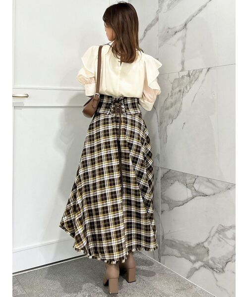 dazzlin（ダズリン）の「プリーツタイパイピングブラウス（シャツ/ブラウス・レディース・ブラック/ピンク/アイボリー・FREE）」の10枚目の写真