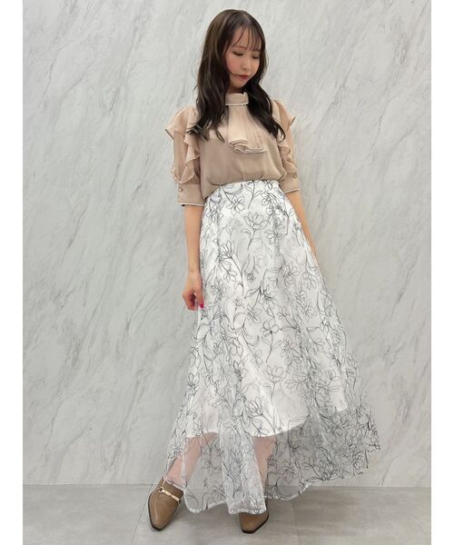 dazzlin（ダズリン）の「プリーツタイパイピングブラウス（シャツ/ブラウス・レディース・ブラック/ピンク/アイボリー・FREE）」の15枚目の写真