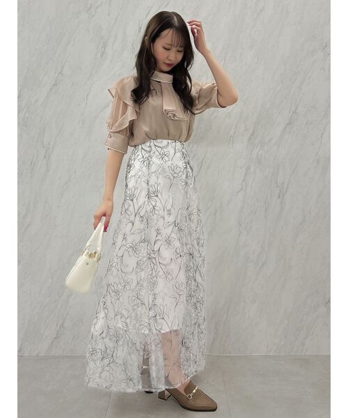 dazzlin（ダズリン）の「プリーツタイパイピングブラウス（シャツ/ブラウス・レディース・ブラック/ピンク/アイボリー・FREE）」の9枚目の写真