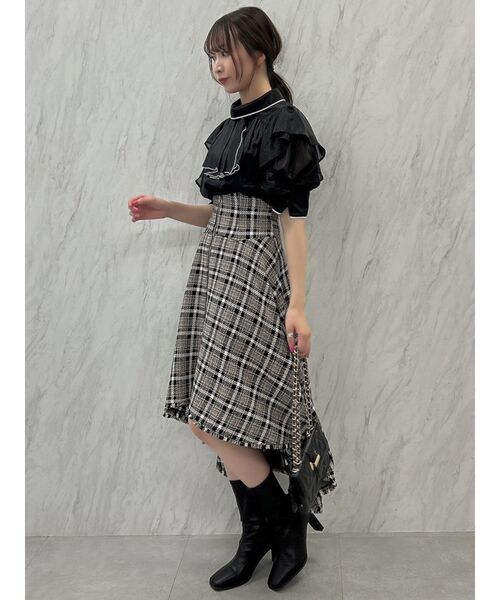 dazzlin（ダズリン）の「プリーツタイパイピングブラウス（シャツ/ブラウス・レディース・ブラック/ピンク/アイボリー・FREE）」の16枚目の写真