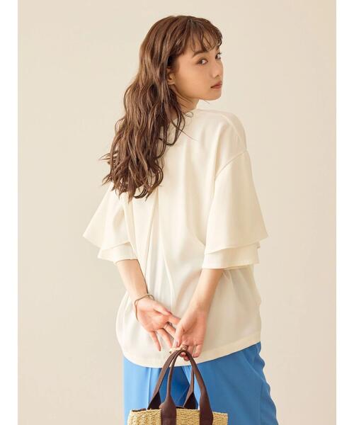 AMERICAN HOLIC（アメリカンホリック）の「異素材スリーブプルオーバー（Tシャツ/カットソー・レディース・オフホワイト/ブラック/テラコッタ・L/M）」の4枚目の写真