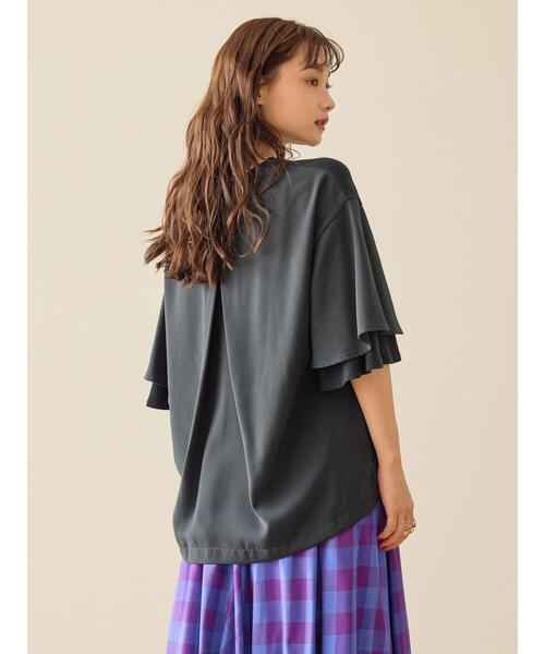 AMERICAN HOLIC（アメリカンホリック）の「異素材スリーブプルオーバー（Tシャツ/カットソー・レディース・オフホワイト/ブラック/テラコッタ・L/M）」の5枚目の写真