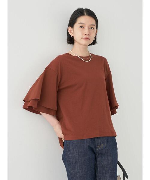 AMERICAN HOLIC（アメリカンホリック）の「異素材スリーブプルオーバー（Tシャツ/カットソー・レディース・オフホワイト/ブラック/テラコッタ・L/M）」の7枚目の写真