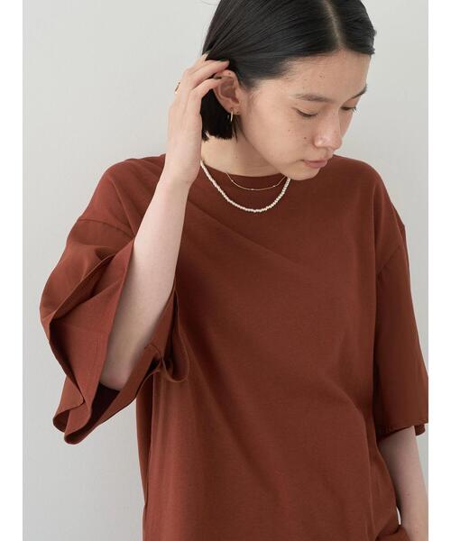 AMERICAN HOLIC（アメリカンホリック）の「異素材スリーブプルオーバー（Tシャツ/カットソー・レディース・オフホワイト/ブラック/テラコッタ・L/M）」の8枚目の写真