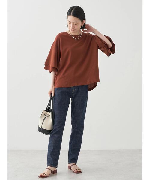 AMERICAN HOLIC（アメリカンホリック）の「異素材スリーブプルオーバー（Tシャツ/カットソー・レディース・オフホワイト/ブラック/テラコッタ・L/M）」の12枚目の写真