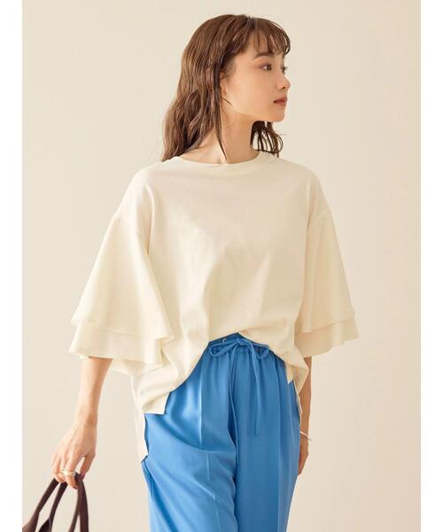 AMERICAN HOLIC（アメリカンホリック）の「異素材スリーブプルオーバー（Tシャツ/カットソー・レディース・オフホワイト/ブラック/テラコッタ・L/M）」の14枚目の写真