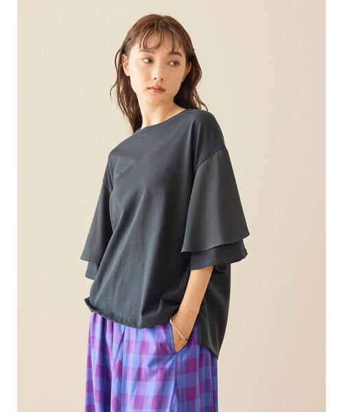 AMERICAN HOLIC（アメリカンホリック）の「異素材スリーブプルオーバー（Tシャツ/カットソー・レディース・オフホワイト/ブラック/テラコッタ・L/M）」の18枚目の写真