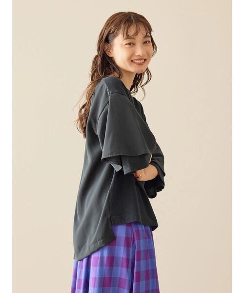 AMERICAN HOLIC（アメリカンホリック）の「異素材スリーブプルオーバー（Tシャツ/カットソー・レディース・オフホワイト/ブラック/テラコッタ・L/M）」の19枚目の写真