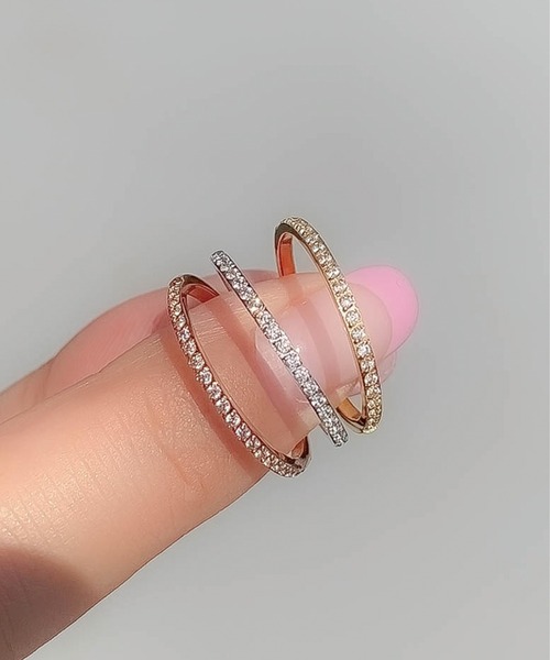ebine(エビネ)の「Half Zirconia Ring 金属アレルギー対応 サージカルステンレス(リング・レディース・ゴールド/ピンクゴールド/シルバー・16号/7号/13号/9号/11号)」の4枚目の写真