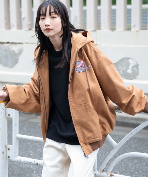 WEGO（ウィゴー）の「WEGO/ワーカーズフードブルゾン（パーカー・メンズ・スカイブルー/ブラック系その他/ブラック/ブラウン・MEDIUM/LARGE）」の8枚目の写真