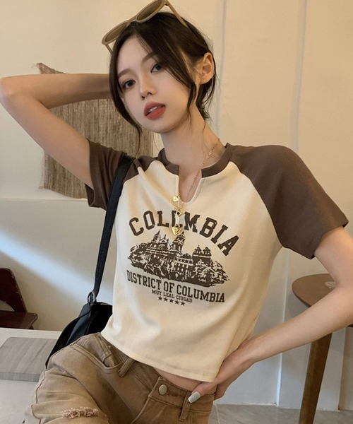 新品　sarisari 半袖Tシャツ　ピチT グレー　wishcore Y2K shopnikoniko tシャツ チビT 半袖 ショート丈 韓国ファッション