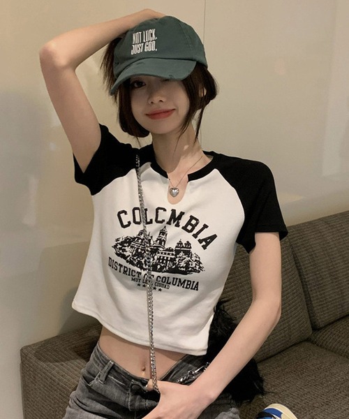 新品　sarisari 半袖Tシャツ　ピチT グレー　wishcore Y2K セール】韓国ファッション y2k Tシャツ ラグラン ピチT チビT