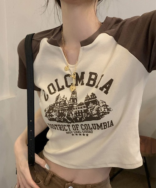 セール】韓国ファッション y2k Tシャツ ラグラン ピチT チビT