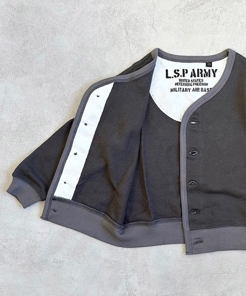 Life Support Products（ライフサポートプロダクツ）の「裏毛ミリタリーカーディガン（80～150cm）（カーディガン/ボレロ・キッズ・テラコッタ/杢グレー/ブラック・140/80/95/150/130/110/100/120/90）」の6枚目の写真