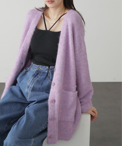 FREE'S MART（フリーズマート）の「◆ウール混リサイクルエコニットカーディガン（カーディガン/ボレロ・レディース・ベージュ/ブルー/パープル/グレー・FREE）」の4枚目の写真