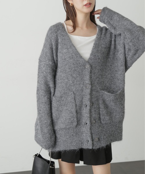 FREE'S MART（フリーズマート）の「◆ウール混リサイクルエコニットカーディガン（カーディガン/ボレロ・レディース・ベージュ/ブルー/パープル/グレー・FREE）」の5枚目の写真