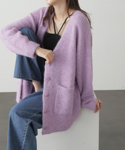 FREE'S MART（フリーズマート）の「◆ウール混リサイクルエコニットカーディガン（カーディガン/ボレロ・レディース・ベージュ/ブルー/パープル/グレー・FREE）」の19枚目の写真