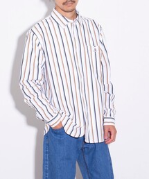 【GEVACO/ゲバコ】ピーチ起毛マルチストライプレギュラーシャツ