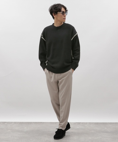 LAKOLE（ラコレ）の「ブランケットステッチクループルオーバー / 970617（ニット/セーター・メンズ・アイボリー/ブラック/オレンジ/グレイッシュベージュ/ネイビー・LARGE/MEDIUM/X-LARGE）」の6枚目の写真