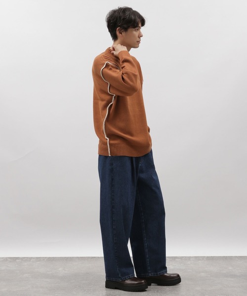 LAKOLE（ラコレ）の「ブランケットステッチクループルオーバー / 970617（ニット/セーター・メンズ・アイボリー/ブラック/オレンジ/グレイッシュベージュ/ネイビー・LARGE/MEDIUM/X-LARGE）」の9枚目の写真