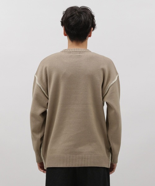 LAKOLE（ラコレ）の「ブランケットステッチクループルオーバー / 970617（ニット/セーター・メンズ・アイボリー/ブラック/オレンジ/グレイッシュベージュ/ネイビー・LARGE/MEDIUM/X-LARGE）」の12枚目の写真