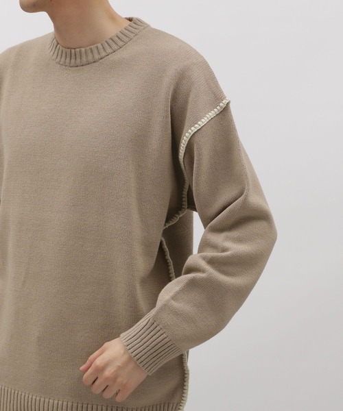 LAKOLE（ラコレ）の「ブランケットステッチクループルオーバー / 970617（ニット/セーター・メンズ・アイボリー/ブラック/オレンジ/グレイッシュベージュ/ネイビー・LARGE/MEDIUM/X-LARGE）」の14枚目の写真