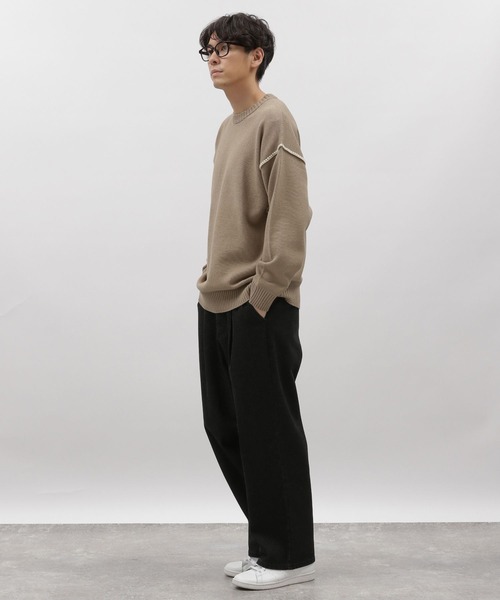 LAKOLE（ラコレ）の「ブランケットステッチクループルオーバー / 970617（ニット/セーター・メンズ・アイボリー/ブラック/オレンジ/グレイッシュベージュ/ネイビー・LARGE/MEDIUM/X-LARGE）」の8枚目の写真