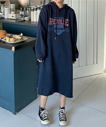 YUGA レタープリント スリットセーターワンピース