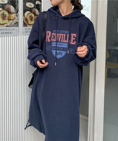 gossip!ロサンゼルス(ゴシップロサンゼルス)の「YUGA レタープリント スリットセーターワンピース(ワンピース・レディース・ライトグレー/ブラック/ライトカーキ/ネイビー・FREE)」の19枚目の写真