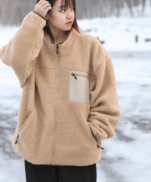 ZIP FIVE(ジップファイブ)の「【ZIP FIVE】 もこもこあったか ボア フリース スタンド ブルゾン / ボアジャケット(ブルゾン・レディース・ベージュ/ベージュ系1/カーキ/ブラック/ホワイト系/ホワイト×ブラック/ブラウン/ホワイト/ベージュ系・MEDIUM/LARGE/X-LARGE)」の21枚目の写真