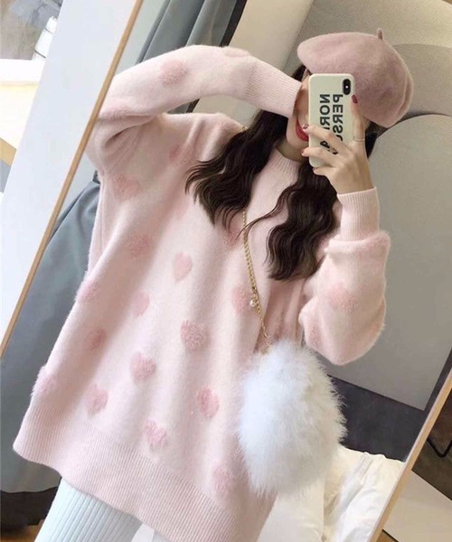 ハート柄ニットセーター（ニット/セーター）｜Nyu（ニュウ）の