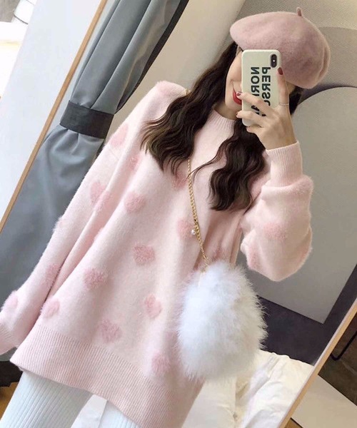 ハート柄ニットセーター（ニット/セーター）｜Nyu（ニュウ）の