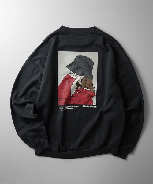 ILL'S（イルズ）の「イラストバックプリント / ワンポイント刺繍 ビッグシルエット プルオーバースウェット カットソー ユニセックス【ILL'S】（スウェット・メンズ・グレー系その他/ブラック/グレー系2/グレー系3/ブルー/ブラック系その他/杢グレー/ホワイト系その他2/ブルー系その他/グレー系その他2/グレー系その他3/グリーン系その他2/グリーン系その他3/ホワイト/ホワイト系その他/ホワイト系その他3・M/L/XL）」の11枚目の写真