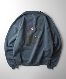 イラストバックプリント / ワンポイント刺繍 ビッグシルエット プルオーバースウェット カットソー ユニセックス【ILL'S】