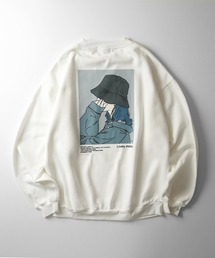 イラストバックプリント / ワンポイント刺繍 ビッグシルエット プルオーバースウェット カットソー ユニセックス【ILL'S】