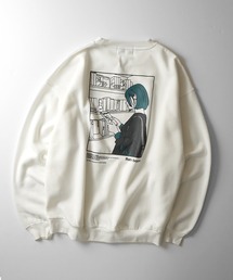 イラストバックプリント / ワンポイント刺繍 ビッグシルエット プルオーバースウェット カットソー ユニセックス【ILL'S】