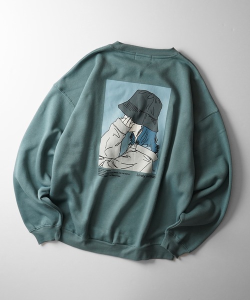 ILL'S（イルズ）の「イラストバックプリント / ワンポイント刺繍 ビッグシルエット プルオーバースウェット カットソー ユニセックス【ILL'S】（スウェット・メンズ・グレー系その他/ブラック/グレー系2/グレー系3/ブルー/ブラック系その他/杢グレー/ホワイト系その他2/ブルー系その他/グレー系その他2/グレー系その他3/グリーン系その他2/グリーン系その他3/ホワイト/ホワイト系その他/ホワイト系その他3・M/L/XL）」の13枚目の写真