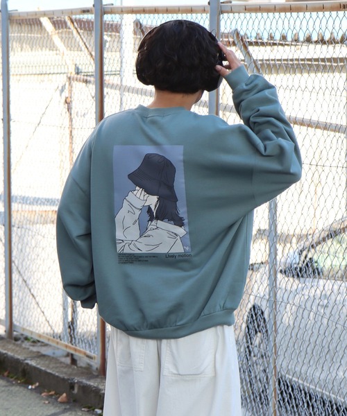 ILL'S（イルズ）の「イラストバックプリント / ワンポイント刺繍 ビッグシルエット プルオーバースウェット カットソー ユニセックス【ILL'S】（スウェット・メンズ・グレー系その他/ブラック/グレー系2/グレー系3/ブルー/ブラック系その他/杢グレー/ホワイト系その他2/ブルー系その他/グレー系その他2/グレー系その他3/グリーン系その他2/グリーン系その他3/ホワイト/ホワイト系その他/ホワイト系その他3・M/L/XL）」の17枚目の写真