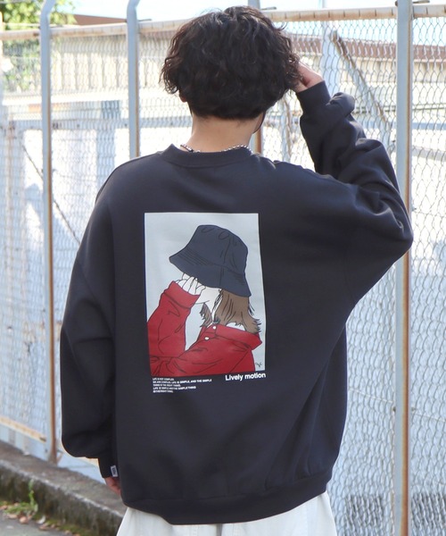 ILL'S（イルズ）の「イラストバックプリント / ワンポイント刺繍 ビッグシルエット プルオーバースウェット カットソー ユニセックス【ILL'S】（スウェット・メンズ・グレー系その他/ブラック/グレー系2/グレー系3/ブルー/ブラック系その他/杢グレー/ホワイト系その他2/ブルー系その他/グレー系その他2/グレー系その他3/グリーン系その他2/グリーン系その他3/ホワイト/ホワイト系その他/ホワイト系その他3・M/L/XL）」の20枚目の写真