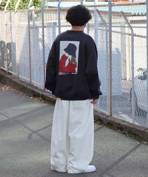 ILL'S（イルズ）の「イラストバックプリント / ワンポイント刺繍 ビッグシルエット プルオーバースウェット カットソー ユニセックス【ILL'S】（スウェット・メンズ・グレー系その他/ブラック/グレー系2/グレー系3/ブルー/ブラック系その他/杢グレー/ホワイト系その他2/ブルー系その他/グレー系その他2/グレー系その他3/グリーン系その他2/グリーン系その他3/ホワイト/ホワイト系その他/ホワイト系その他3・M/L/XL）」の19枚目の写真