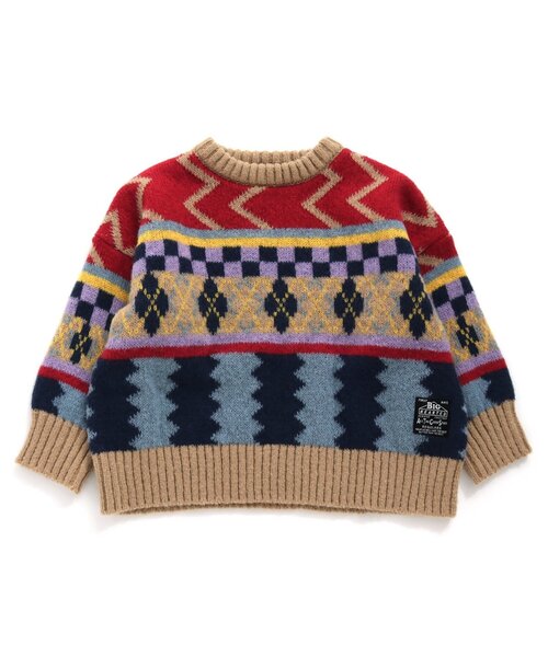 F.O.KIDS（エフオーキッズ）の「【マシンウォッシャプル】ジャガードニット（ニット/セーター・キッズ・チャコール/ベージュ・130/140/150/80/90/110/120/100/95）」の2枚目の写真