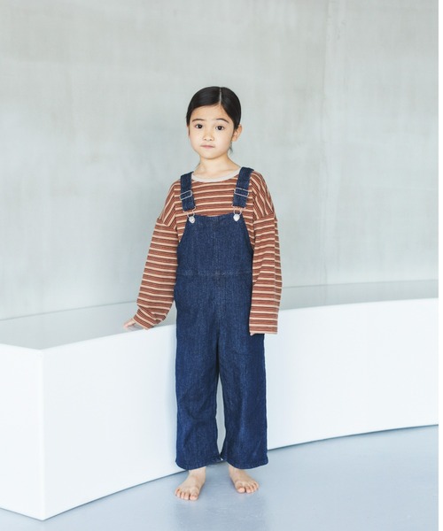 ooju（オージュ）の「【ooju】ボーダーロングTシャツ（Tシャツ/カットソー・キッズ・ブラウン/グリーン/ベージュ/キャメル・1/2/3/4）」の10枚目の写真