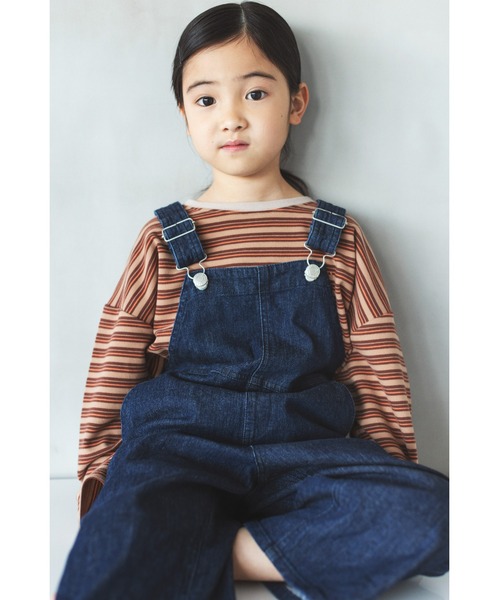 ooju（オージュ）の「【ooju】ボーダーロングTシャツ（Tシャツ/カットソー・キッズ・ブラウン/グリーン/ベージュ/キャメル・1/2/3/4）」の11枚目の写真