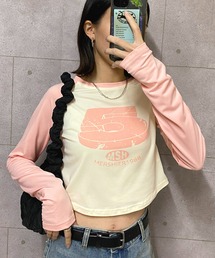 NANEA（ナネア）の「クロップド丈ナンバープリントラグランスリーブTシャツ（Tシャツ/カットソー）」